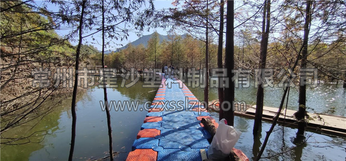 落羽杉濕地公園水上浮橋現(xiàn)場照-星沙浮筒6