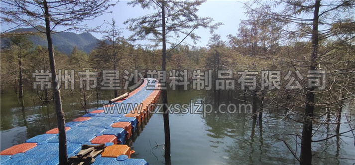 落羽杉濕地公園水上浮橋現(xiàn)場照-星沙浮筒3