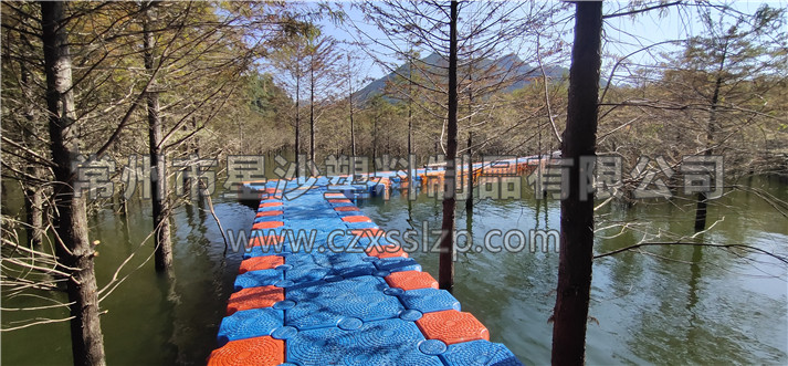落羽杉濕地公園水上浮橋現(xiàn)場照-星沙浮筒